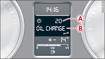 Instrument cluster: Example of a menu displaying information about the next service